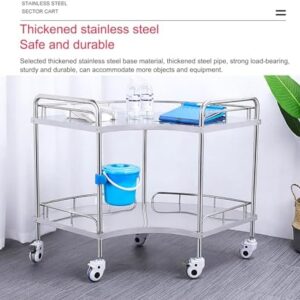 Collapsible Wagon Cart with Wheels – Foldable Utility Trolley with Swivel Casters, 2-Tier Stainless Steel Cart for Salon & Spa.