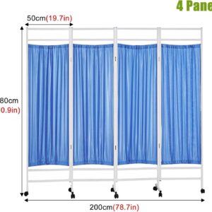 Blue Folding Medical Privacy Screen – Professional Room Divider on Wheels, Space-Saving Rolling Partition for Clinics, ER & Spas.