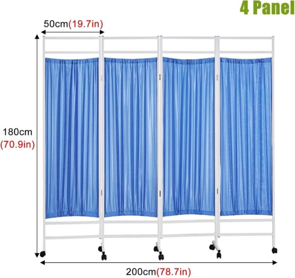 Blue Folding Medical Privacy Screen – Professional Room Divider on Wheels, Space-Saving Rolling Partition for Clinics, ER & Spas.